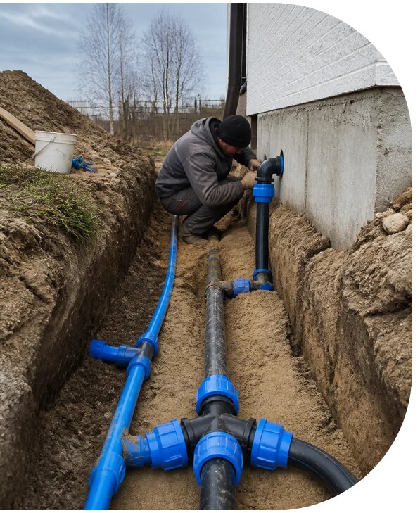 Монтаж наружного водопровода на участке под ключ в Новороссийске